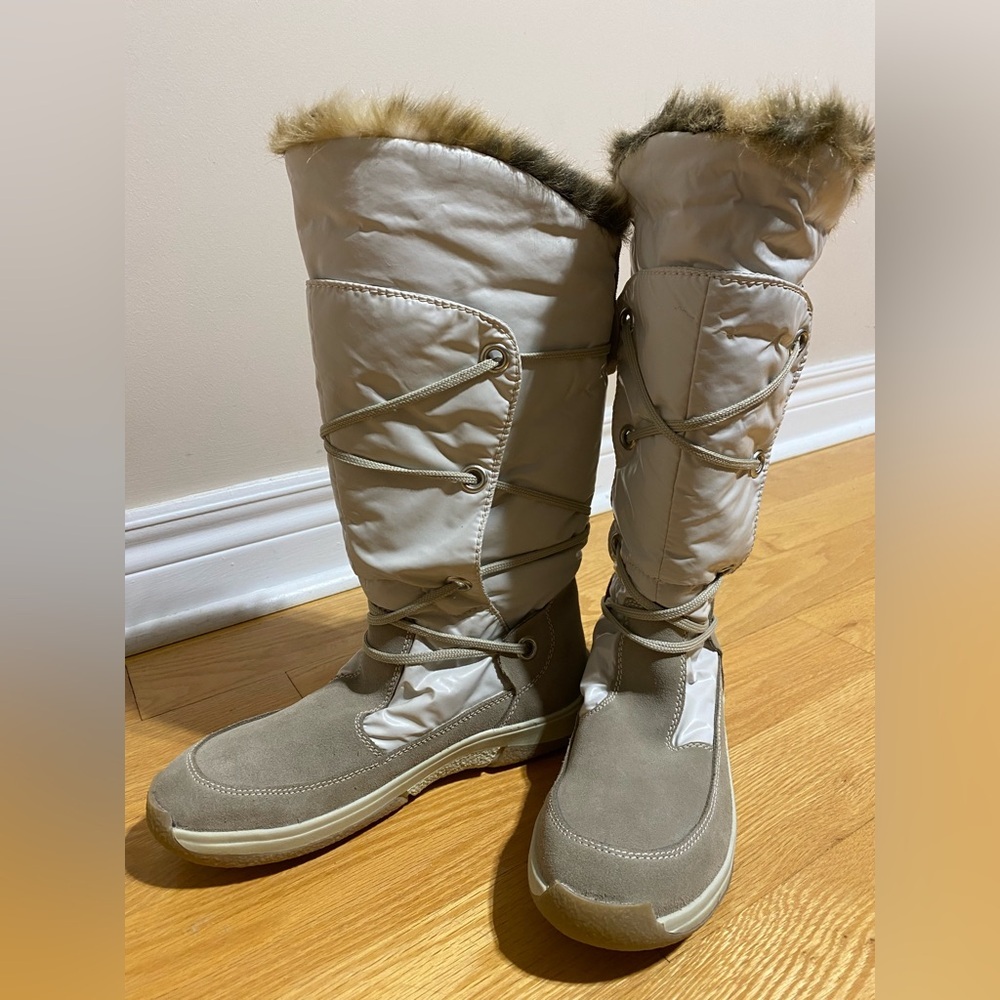 Pajar Winter Boots Cream Lace Up Waterproof Size 37 - Picture 2 of 14